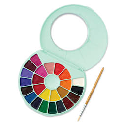 Himi Semi-Moist Watercolor Paint Pan - Set of 24, Assorted Colors, pan open