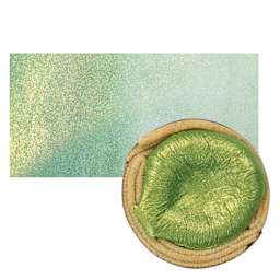 Beam Paints Watercolor Paintstone - Fiddlehead Green stone and swatch
