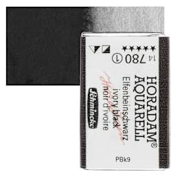 Schmincke Horadam Aquarell Watercolor - Ivory Black, Full Pan and swatch