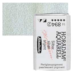 Schmincke Horadam Aquarell Watercolor - Silver, Full Pan and swatch