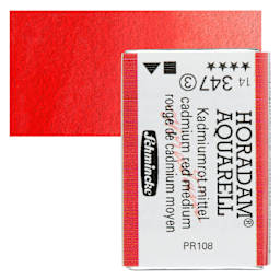 Schmincke Horadam Aquarell Watercolor - Cadmium Red Medium, Full Pan and swatch