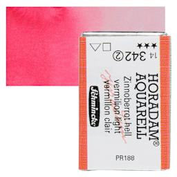 Schmincke Horadam Aquarell Watercolor - Vermilion Light, Full Pan and swatch