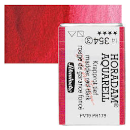 Schmincke Horadam Aquarell Watercolor - Madder Red Dark, Full Pan and swatch