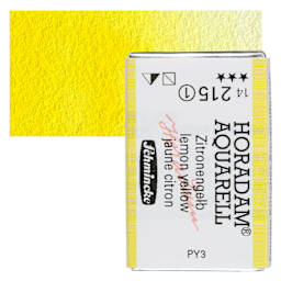 Schmincke Horadam Aquarell Watercolor - Lemon Yellow, Full Pan and swatch