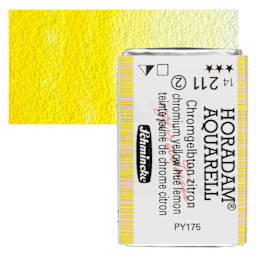 Schmincke Horadam Aquarell Watercolor - Chromium Yellow Hue Lemon, Full Pan and swatch