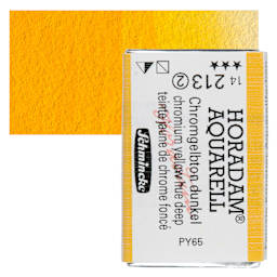 Schmincke Horadam Aquarell Watercolor - Chromium Yellow Hue Deep, Full Pan and swatch