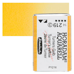 Schmincke Horadam Aquarell Watercolor - Turner's Yellow, Full Pan and swatch