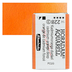 Schmincke Horadam Aquarell Watercolor - Cadmium Orange Deep, Full Pan and swatch
