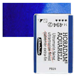 Schmincke Horadam Aquarell Watercolor - Ultramarine Finest, Full Pan and swatch