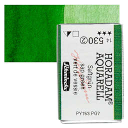 Schmincke Horadam Aquarell Watercolor - Sap Green, Full Pan and swatch