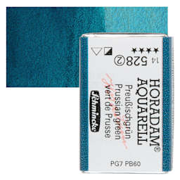 Schmincke Horadam Aquarell Watercolor - Prussian Green, Full Pan and swatch