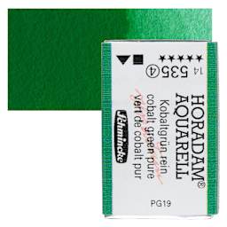 Schmincke Horadam Aquarell Watercolor - Cobalt Green Pure, Full Pan and swatch