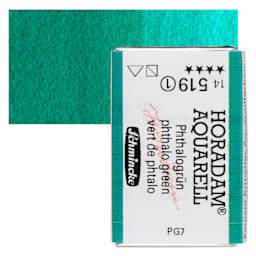 Schmincke Horadam Aquarell Watercolor - Phthalo Green, Full Pan and swatch