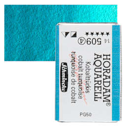 Schmincke Horadam Aquarell Watercolor - Cobalt Turquoise, Full Pan and swatch