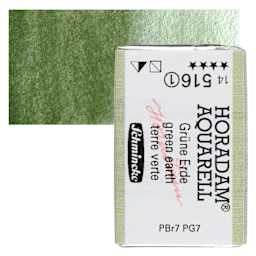 Schmincke Horadam Aquarell Watercolor - Green Earth, Full Pan and swatch