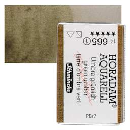Schmincke Horadam Aquarell Watercolor - Green Umber, Full Pan and swatch
