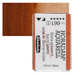 Schmincke Horadam Aquarell Watercolor - Burnt Sienna, Full Pan and swatch