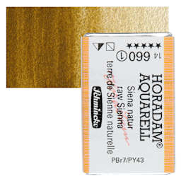 Schmincke Horadam Aquarell Watercolor - Raw Sienna, Full Pan and swatch