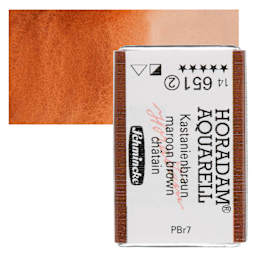 Schmincke Horadam Aquarell Watercolor - Maroon Brown, Full Pan and swatch