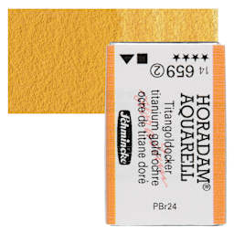 Schmincke Horadam Aquarell Watercolor - Titanium Gold Ochre, Full Pan and swatch