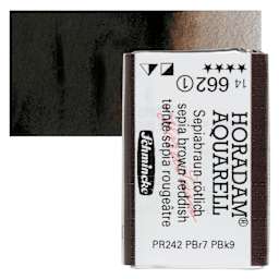 Schmincke Horadam Aquarell Watercolor - Sepia Brown Reddish, Full Pan and swatch