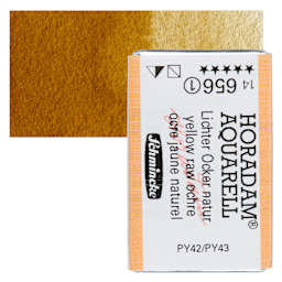 Schmincke Horadam Aquarell Watercolor - Yellow Raw Ochre, Full Pan and swatch