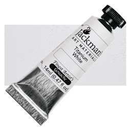 Jackman's Finest Artists' Gouache - Titanium White, 14 ml tube and swatch