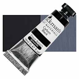 Jackman's Finest Artists' Gouache - Carbon Black, 14 ml tube and swatch