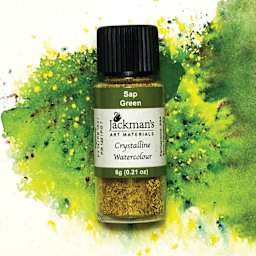 Jackman's Crystalline Powder Watercolor - Sap Green, 6 g bottle and swatch
