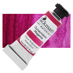 Jackman's Finest Professional Watercolour - Quinacridone Magenta, 5 ml Tube and Swatch