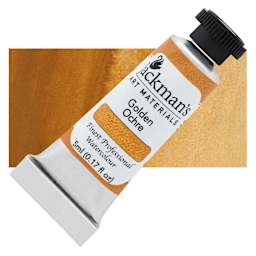 Jackman's Finest Professional Watercolour - Golden Ochre, 5 ml Tube and Swatch
