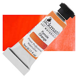 Jackman's Finest Professional Watercolour - Pyrrole Orange, 5 ml Tube and Swatch