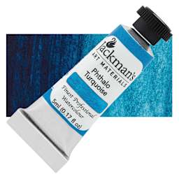 Jackman's Finest Professional Watercolour - Pthalo Turquoise, 5 ml Tube and Swatch