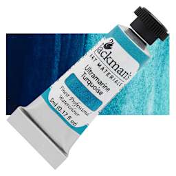Jackman's Finest Professional Watercolour - Ultramarine Turquoise, 5 ml Tube and Swatch