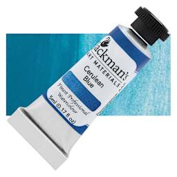 Jackman's Finest Professional Watercolour - Cerulean Blue (Chromium), 5 ml Tube and Swatch