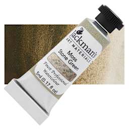 Jackman's Finest Professional Watercolour - Moss Stone Green, 5 ml Tube and Swatch
