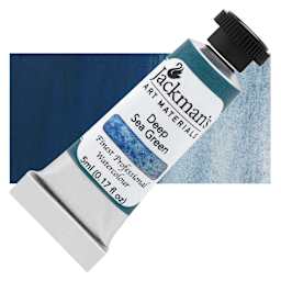 Jackman's Finest Professional Watercolour - Deep Sea Green, 5 ml Tube and Swatch