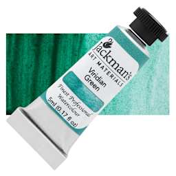 Jackman's Finest Professional Watercolour - Viridian Green, 5 ml Tube and Swatch