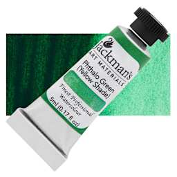 Jackman's Finest Professional Watercolour - Phthalo Green (Yellow Shade), 5 ml Tube and Swatch