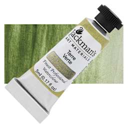 Jackman's Finest Professional Watercolour - Terre Verte, 5 ml Tube and Swatch