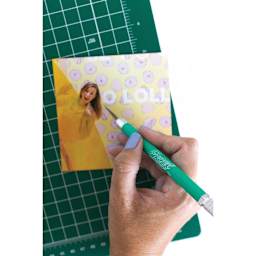 Excel Blades K18 Cushion Grip Knife - Green Knife shown cutting letters