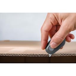 Slice Mini Cutter - Millenial Gray - in use, close-up