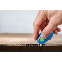 Slice Mini Cutter - Blue - in use, close-up