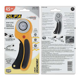 Olfa Ergonomic Rotary Cutter, front and back of the packaging