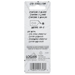 Logan Cos-Tools Replacement Blades XB - Pkg of 5, back of the packaging