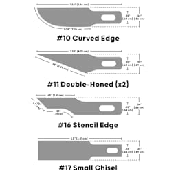 artPOP! Assorted Light Duty Blades, measurements of blades