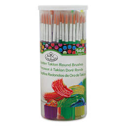 Royal & Langnickel Economy Golden Taklon Brushes - Round, Canister of 144