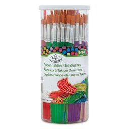 Royal & Langnickel Economy Golden Taklon Brushes - Flat, Canister of 144
