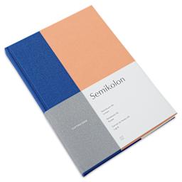 Semikolon Cutting Edge Notebook - Cobalt/Peach, 176 Pages, 5-3/4" x 8-1/4" (front, angled view)
