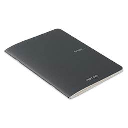 Fabriano EcoQua Staplebound Notebook - Black, 8.3" x 5.8", Blank (side view)